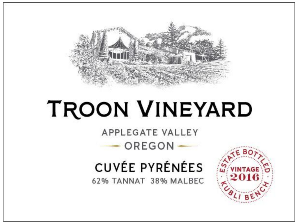 2016 Troon Vineyard Estate Cuvée Pyrénées Tannat/Malbec Co-ferment, Kubli Bench, Applegate Valley - Qorkz